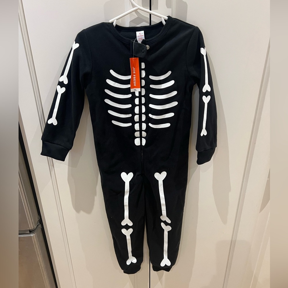 Joe fresh fleece Skeleton Print Black Kids One Piece 3t